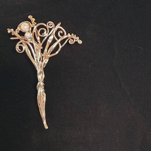 Vintage Hagit Gorali Freshwater Pearl 925 Sterling Silver Statement Brooch - Picture 4 of 14